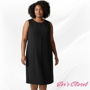 Jessica London Black Plus Size 20W Bi-Stretch Sleeveless Sheath Dress